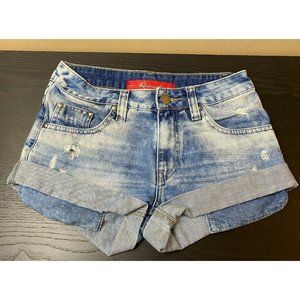Revanche Denim Stonewash Cuffed Distressed Blue Jeans Shorts Women's 27/4 Unique